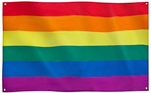 Runesol Bandera del Orgullo Arcoíris, 91x152cm, 3ft x 5ft, 4 Ojales, Ojal en Cada Esquina, Bandera del Orgullo Gay, Bandera LGBT+, Bandera del Orgullo, Banderas Premium, Exterior, Colores Vívidos