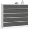 AKORD Commode K-140 avec 10 (2 x 5) tiroirs | Commode Salon | Commode Rangement | Meubles de Salon | L138 x H121 x P40 cm, Poids 75 kg | Blanc & Façade Gris Graphite