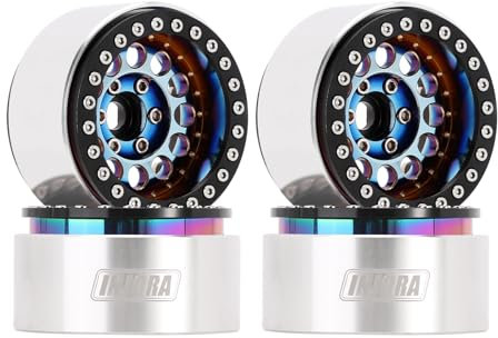 INJORA 1.9 Beadlock Felge - 153g Super Heavy Messing & Aluminium Deep Dish Felge für 1/10 RC Crawler SCX10 TRX4 VS4-10 Gen8,Regenbogen