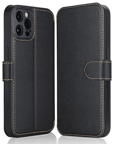 ELESNOW Case for iPhone 15 Pro, with Card Holder PU Leather Wallet Flip iPhone 15 Pro Phone Case Stand Cover Magnetic Closure Compatible with Apple iPhone 15 Pro (Black)