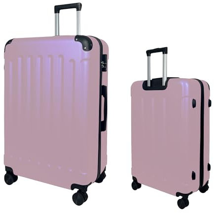 MY TRAVEL BAG Hartschalen-Koffer Reisekoffer ABS Koffer (Handgepäck-Mittel-Groß-Set) 4 Doppel-Rollen Trolley (Rose-Gold, Handgepäck (55cm))