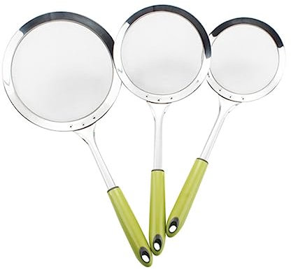 RORPOIR Colador Cocina Acero Inoxidable Con Mango Verde Espumadera Para Freír y Filtrar Leche De Soja Diseño De Malla Fina y Borde Utensilio Seguro y Fácil De Limpiar Para Cocina