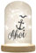 WB wohn trends LED-Glaskuppel, AHOI Anker, 16,5x11cm, Glasglocke mit LED-Licht und Holz-Fuß LED-Laterne LED-Lampe mit Text Spruch