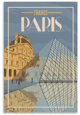 Jdheeh Poster auf Leinwand, Motiv: Frankreich, Paris, Vintage-Stil, Wanddekoration, 20 x 30 cm