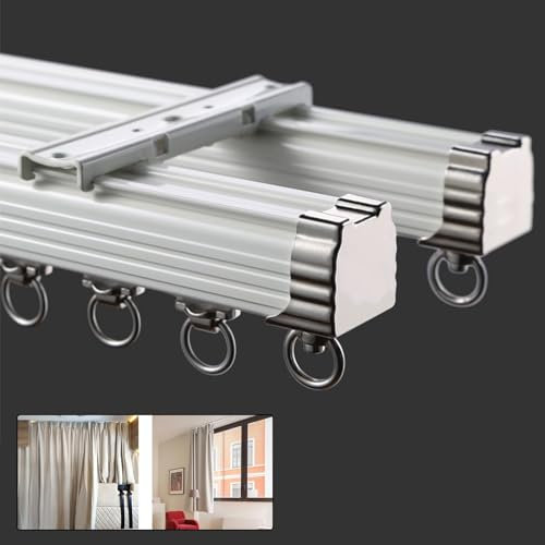 Vorhangschienen, DeckenVorhangschiene, Vorhangschiene Ohne Bohren, Industrial Vorhangstange Deckenmontage, Für Schiebevorhänge, Gardinen Und Vorhänge(Color:White,Size:1M/3.2FT)