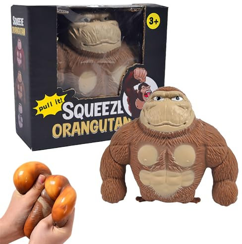 YANGUN Gorilla Stress Toy, Gorilla Stressabbau Spielzeug, Anti Stress Spielzeug, Sensory Relief Fidget Toy, Latex Realistische Anti-Extrusion, Geeignet für Freizeit, Unterhaltung, Stressabbau, Braun