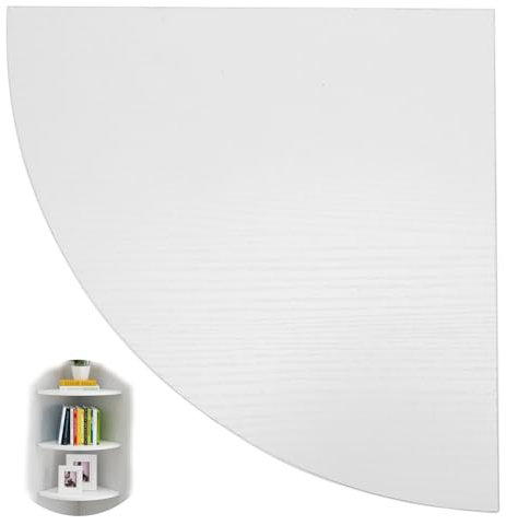 ZONJIE Corner Shelf, Corner Shelf Wall Mount, Fan-Shape Solid Oak Wood Floating Round End Floating Speaker With Wire Hole Shelf for Bedroom Kitchen, Living Room (12 inches)