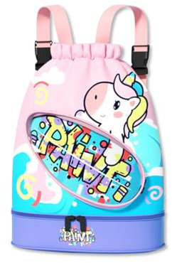 OLYSPM Sac Piscine Enfant,Sac de Piscine Enfant,Sac de Voyage Enfant avec Séparation Humide et Sèche,Sac Natation Imperméable pour Sport,Plage,Voyage pour Garçons et Filles