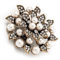 Antik Gold Ton Perle Kristall Blume Brosche