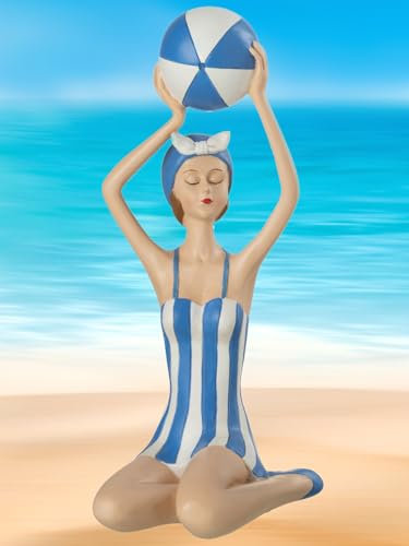 Pommerntraum ® | Dekofigur Sammlerfigur Retrofigur Vintagefigur Badefigur Badenixe Strandnixe Strandfigur Badelady Dame Frau Lady (Lena)