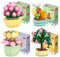 Ramo de Flores Sets de Construcción, Smavles 4 Estilos Juegos de Flores Artificiales para Construir en Maceta de Terracota, Decoración del Hogar, Regalo de Cumpleaños para Mujer Hombre Esposa o Esposo