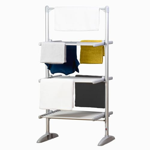 Status Heated Clothes Airer, Aluminium Clothes Drying Rack, 3 Tier Electric Heated Airer 248w, AHCA-248W1PKB5