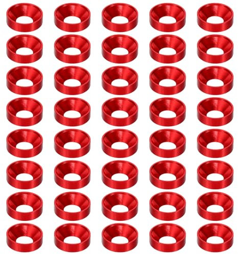 PATIKIL M8 Finish Countersunk Washer, 40pcs Anodized Aluminum Alloy Flat Cup Head Screw Gasket Bolt for Mechanical Accessories Parts DIY Models, Red