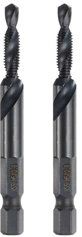 sourcing map 2pcs Combination Drill and Tap Bits Metric M5 x 0.8 Thread 1/4 Hex Shank Nitride Coated Threading Screw Taps 4341 High Speed Steel Machine Drilling Tapping Tool Kit