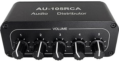 Zhemessy Distribuidor de Audio de 5 Canales Mezclador de Audio EstéReo 1 Entrada 5 Salidas Divisor para Amplificador de Potencia Audio Activo