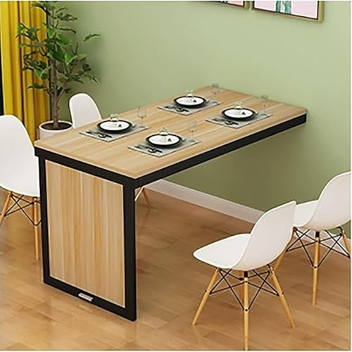 Wandmontierter, klappbarer Esstisch, unsichtbar, Wandtisch, Bartisch mit geradem Griff, faltbare Stützstange, geeignet für Esszimmer, Küche, Schlafzimmer (Größe: 100 x 40 cm, Farbe: Walnuss + Schwarz)