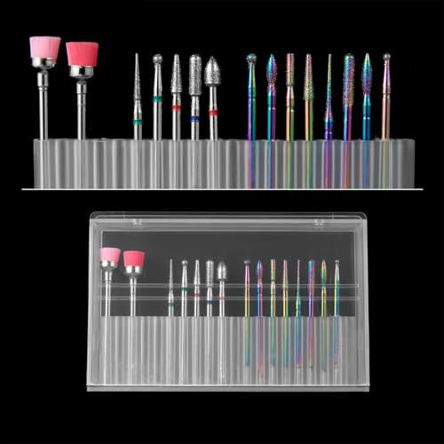 NJCXOLA 15 Piezas Broca Manicura Profesional Brocas Eléctricas Fresas Torno Para Uñas Cerámica/Carburo de Tungsteno de 3/32 Para Manicura de Gel Acrílico, Pedicura y Manicura en casa