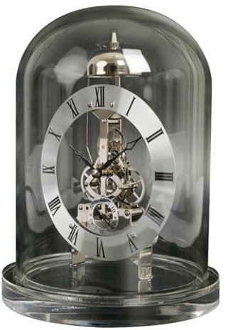 FYDZ Vintage Quartz Clock with Glass Dome - Transparent Desk Clock for Modern Living Room Decor(Silver,Ty2)