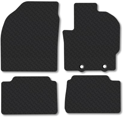 Fits Toyota Yaris Cross (2020+) [Full Hybrid] 5mm Rubber Car Floor Mats | Tailored Fit Carpet Floor Mats non Slip Red Trim Full Coverage Compatible Accessory Front Rear Anti Slip Granulated Backing