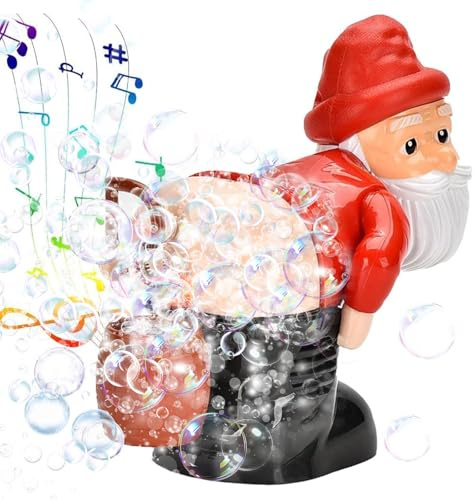 Santa Claus Seifenblasenmaschine, Elektrische Bubble Blower mit Musik & bunten LED-Lichtern, Automatische Weihnachtsmann Seifenblasenmaschine für Weihnachten, Kinder, Geburtstag & Party (Rot) (A)