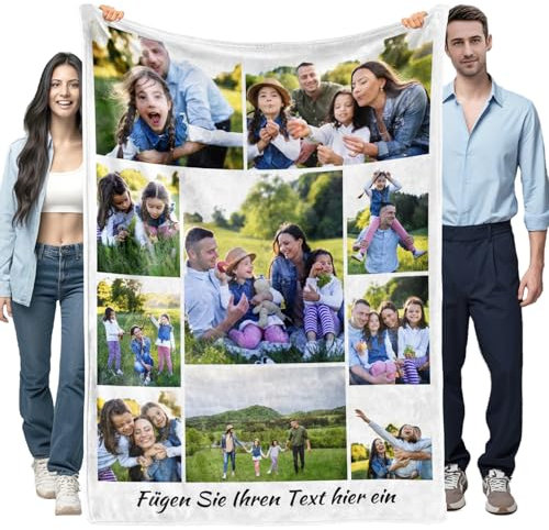 Bemaystar Personalisierte Decke mit Foto – Flauschige Kuscheldecke mit eigenem Foto – Kreative Geschenkidee für Muttertag, Vatertag, Jubiläum oder Geburtstag