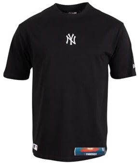 New York Yankees T-Shirt Herren NY MLB New Era Fanartikel Oversized 100% Baumwolle + Fanergy Traubenzucker (DE/NL/SE/PL, Alphanumerisch, L, Regular, Regular, Schwarz)