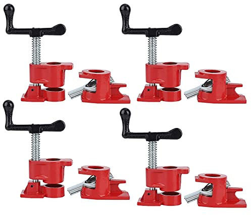 HAUTFENM Pipe Screw Clamps 3/4 Inch Woodworking Clamp, Body Clamp, Joint Clamp Pipe Clamps, 4 Set Metal Clamp Set Woodworking Vice or Woodworking DIY Hand Tool Kit