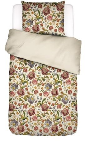 ESSENZA Bettwäsche Roselina Vanille, 135x200 cm + 1x 80x80 cm - 100% Bio-Baumwollsatin 220TC - Blumen