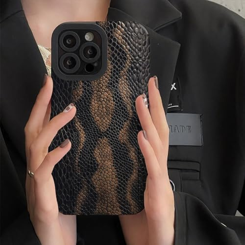 QIODAYI Compatible avec iPhone X/iPhone XS, Étui à Téléphone à Motif de Peau de Serpent en Cuir Faux et Silicone Anti-Choc