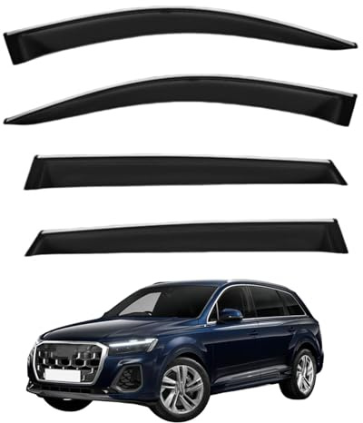 Windabweiser für Audi Q7 MK2-4M 2016-2025, Regenabweiser Fenster Visier Mit leuchtenden Streifen Seitenscheiben-Windabweiser Zubehör