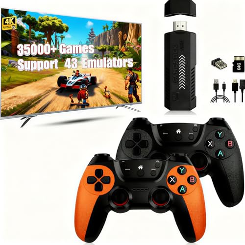 Mldnld Console Retrogaming de 30000+ jeux classiques intégrés, 4K HDMI console de jeux avec plus 2 manettes sans fil, 23 émulateurs Jeux Stick Plug & Play TV