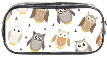 YWPCOIUYB Niedliche Cartoon-Eulen,Transparentes Federmäppchen, tragbare PVC-Stiftetasche, Schreibwarentasche für Schule und Büro
