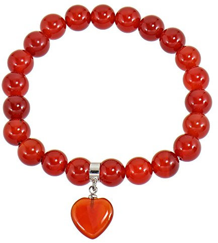 Lassiere Edelstein Perlen Armband aus Achat orange mit Herz Anhänger