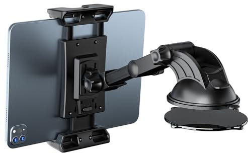 OHLPRO Support Tablette Voiture Tableau de Bord, Porte iPad Ventouse pour sur Pare-Brise Compatible avec 5 - 13 iPad Pro Mini Air iPhone Galaxy Tab S9 Kindle Switch avec Bras Télescopique Réglable