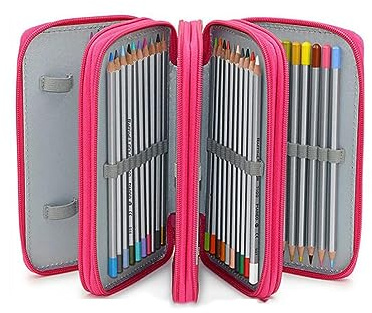 Towinle Super Large Capacity Pencil Case 72 Slots, Coloured Pencils Holder, Student Stationary Case, Extra Large Pen Storage Bag for Pencils, Coloured Pencils, Markers Pen, Ballpoint Pen (Rosy)