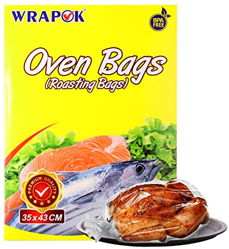 WRAPOK Lot de 5 sacs de cuisson pour rôtir au four, poulet, viande, poisson, fruits de mer, légumes, taille moyenne (35,6 x 43,2 cm)