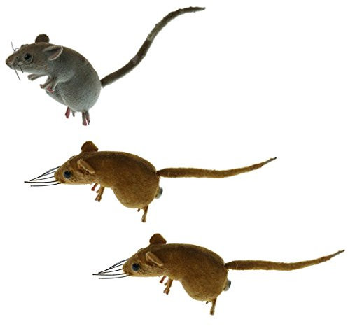 Unbekannt Lot de 3 statuettes d'animaux miniatures en forme de souris pour jardin, prairie, arbre, pelouse, décoration d'intérieur