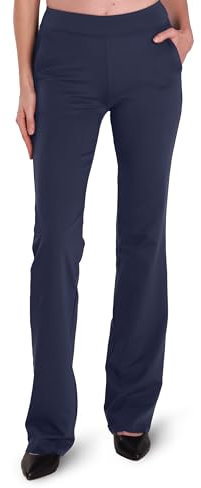 Safort Pantaloni da Yoga da Donna Alte Pantaloni della Tuta a Zampa Comodi Leggings con Tasche, Blu, S