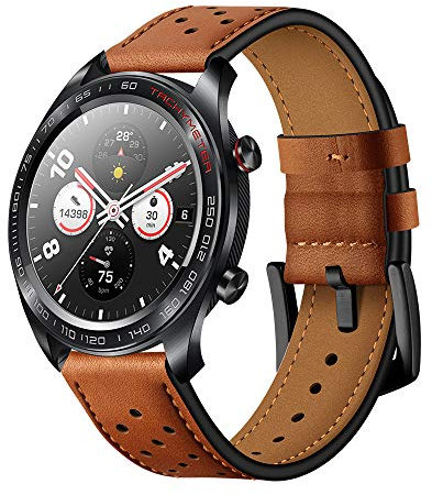 Aisports Bracelet de rechange pour montre Huawei GT/Honor Watch Magic/Samsung Galaxy Watch 45 mm/Gear S3/Ticwatch Pro en cuir 22 mm Pour femme et homme marron