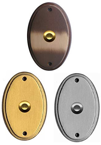 Messing Türklingel-Klingel-Klingelplatte-4 Farben-Schild 112 x 75 x 5 mm-Verschraubung von vorne (70 K -Messing brüniert)