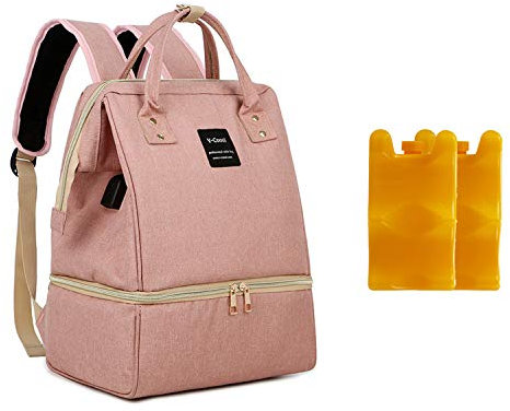 Zyorenc Bolsa Termica Biberon Leche Materna Nevera Isotermica Porta Biberones Bebe, 2 Bolsas de Hielo Incluidas (Rosa)