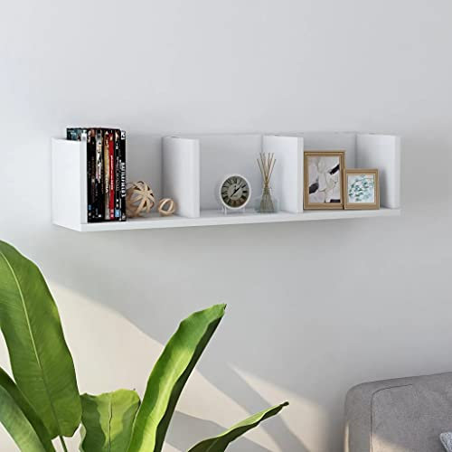 vidaXL CD Wandregal 3 Fächer Wandboard DVD Regal Aufbewahrung Hängeregal Bücherregal Medienregal Dekoregal Weiß 75x18x18cm Holzwerkstoff
