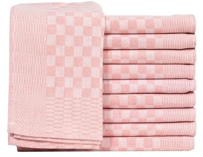 Müskaan 10er Set Geschirrtücher 100% Baumwolle 50x70 cm Rosé 210 g/m² | Küchenhandtücher für Abtrocknen, Grubentücher zum Putzen, Fusselfrei Geschirrhandtücher, Küchentücher saugstark, Geschirrtuch