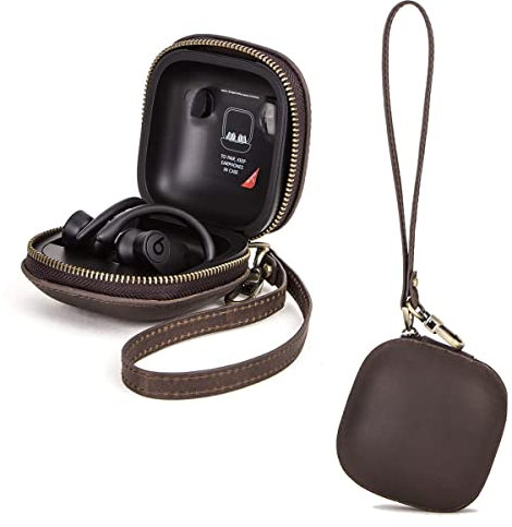 Custodia Protettiva in Pelle Cover per Powerbeats Pro, Custodia Portatile a Protezione Completa Cover Antiurto con Cordino per Powerbeats Pro Auricolari Wireless Cavi Monete Mini Oggetti Coffee