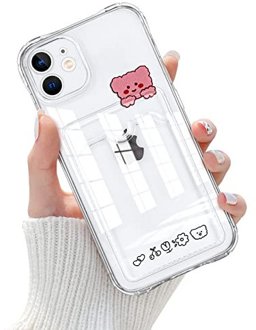 Newseego Étui Compatible avec l'iPhone 11, Étui de Téléphone Mignon Transparent avec Porte-Cartes à l'arrière Étui de Protection Antichoc Flexible en TPU pour iPhone 11 avec Fente pour Carte