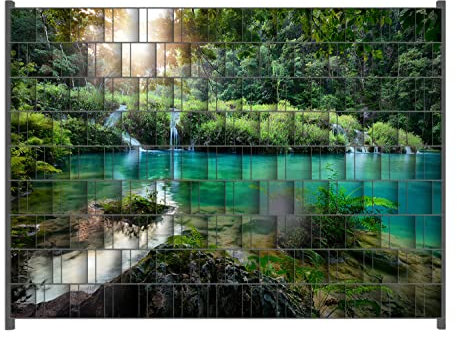 Wallario Zaun Sichtschutz Windschutz für EIN- und Doppelstabmattenzäune in der Größe Breite 2,50m x Höhe 1,80m, Motiv: Türkisgrüner See im Nationalpark in Guatemala