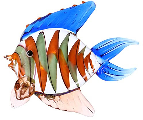 LIFKOME Stained Glass Fish Ornament Colourful Fish Figurine for Home Office Desk Decoration Tv Cabinet and Wine Cabinet Display