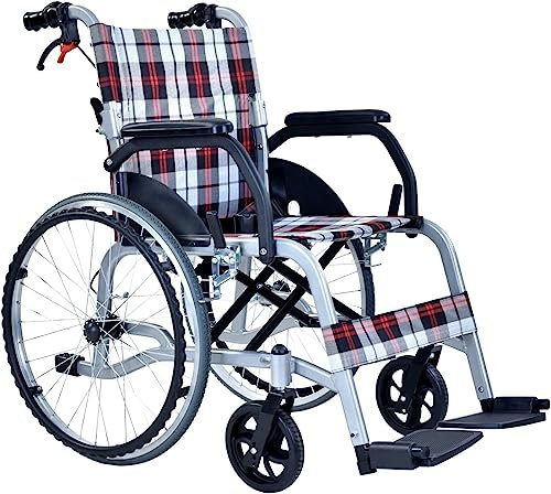Care-Parents Rollstuhl Faltbar Leicht mit Schiebehilfe, Klapprollstuhl mit Doppelbremse (12 kg), Rollstuhl für Ältere Menschen und Behinderte, Aluminium Rollstühle mit Fußstütze (CP-30A5N)