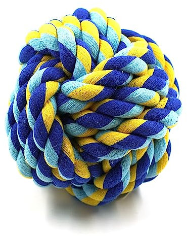 SMELL & SMILE Juguetes de Cuerda para Cachorro Pelota Nudos Bolas Trenzadas de algodón Cuerda Juego con Pelota para Perros (15CM-2PC, Aleatorio)
