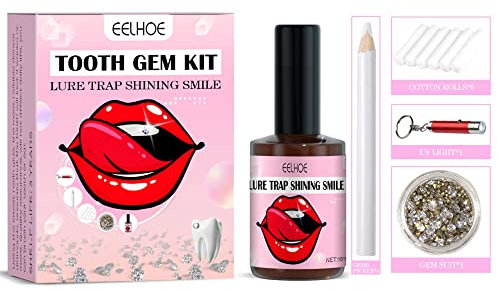 Zhenqi DIY-Zahn-Edelstein-Kit Leicht zu entfernender Zahnschmuck mit leichtem für Frauen Mädchen